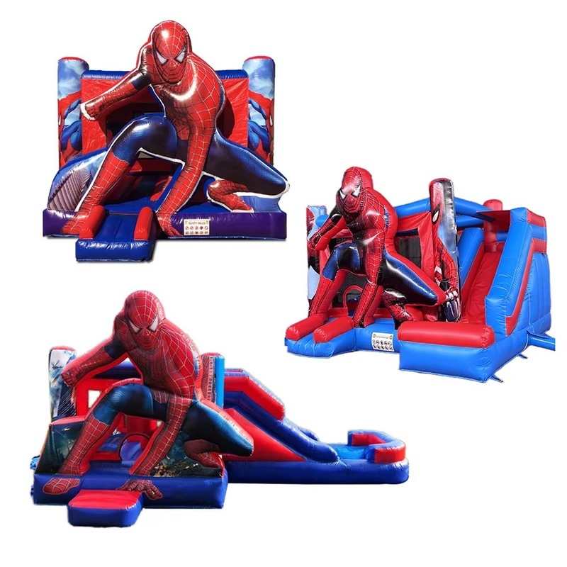 Spiderman-Themen Aufblasung Schloss mit Trockenrutsche und 950w Blaser für Kinder Party 5 * 5 * 3,6m Größe 1-6 Personen Kapazität