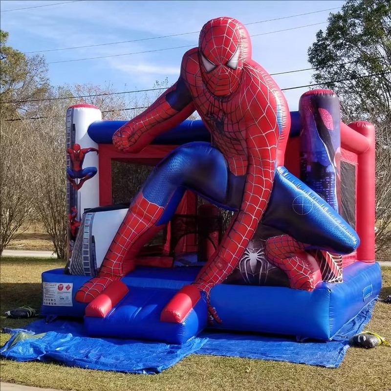 Spiderman-Themen Aufblasung Schloss mit Trockenrutsche und 950w Blaser für Kinder Party 5 * 5 * 3,6m Größe 1-6 Personen Kapazität
