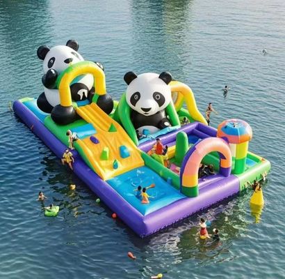 Kommerzielles Sprunghaus Aufblasbares Schloss für Kinder Wasserpark Spiel Panda Wasserrutsche